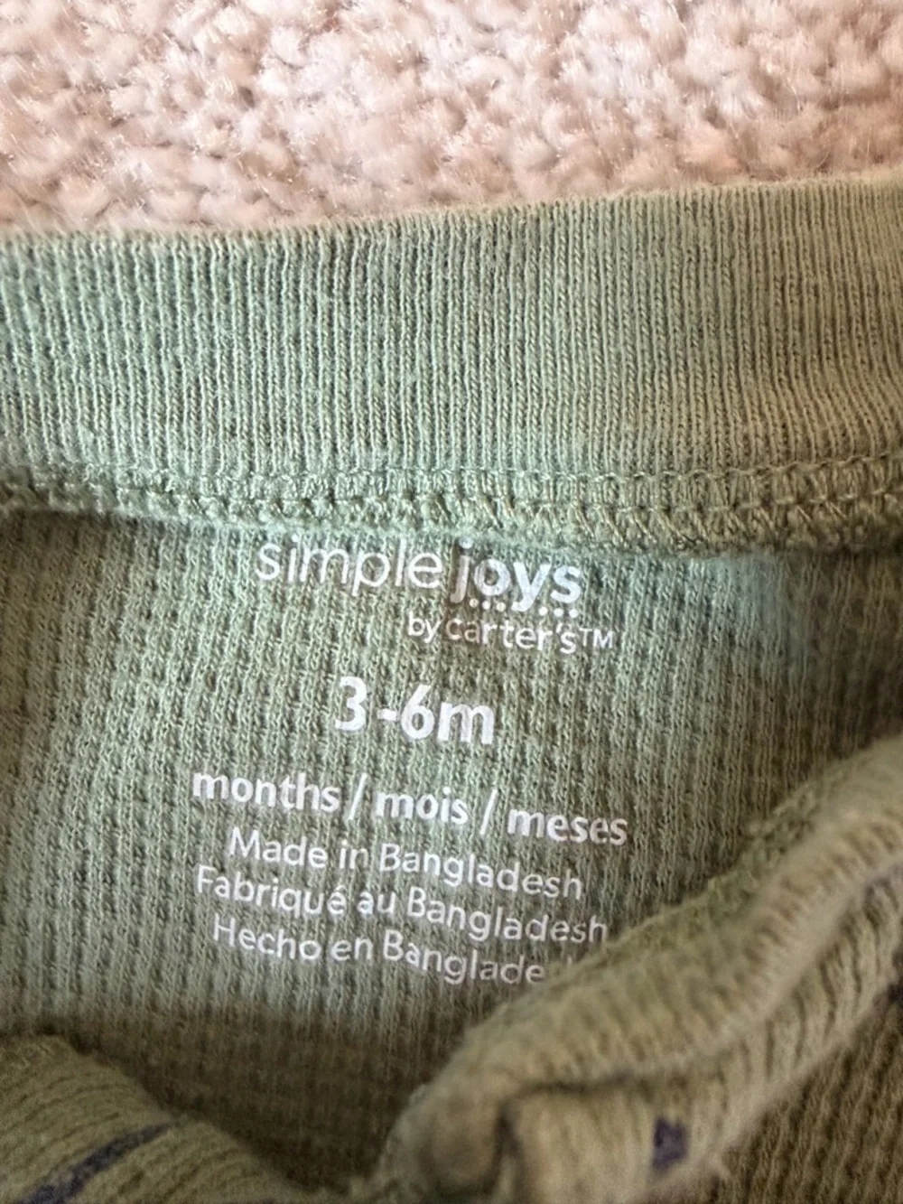 Carter’s Footed One-Piece Pajamas - Olive Green Animal & Brown Stripe - Picture 3 of 7